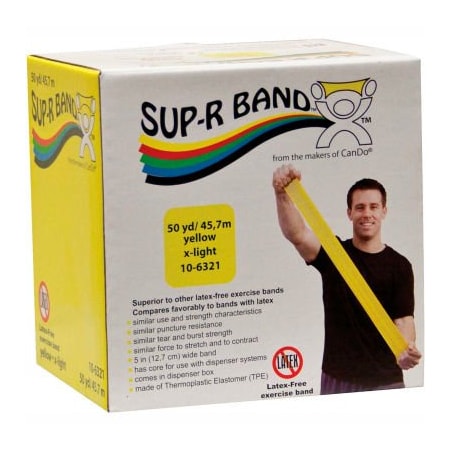 Fabrication Enterprises Sup-R Band Latex Free Exercise Band, Yellow, 50 Yard Roll/Box 1615012